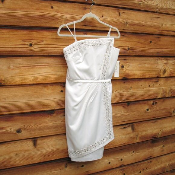 NWT White Ivory Beaded Strapless Dress - Picture 4 of 9